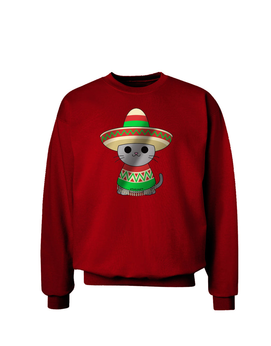 Sombrero and Poncho Cat - Metallic Adult Dark Sweatshirt by TooLoud-Sweatshirts-TooLoud-Black-Small-Davson Sales