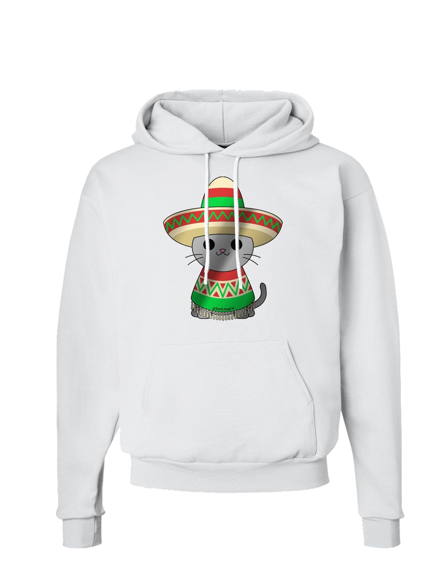 Sombrero and Poncho Cat - Metallic Hoodie Sweatshirt by TooLoud-Hoodie-TooLoud-White-Small-Davson Sales