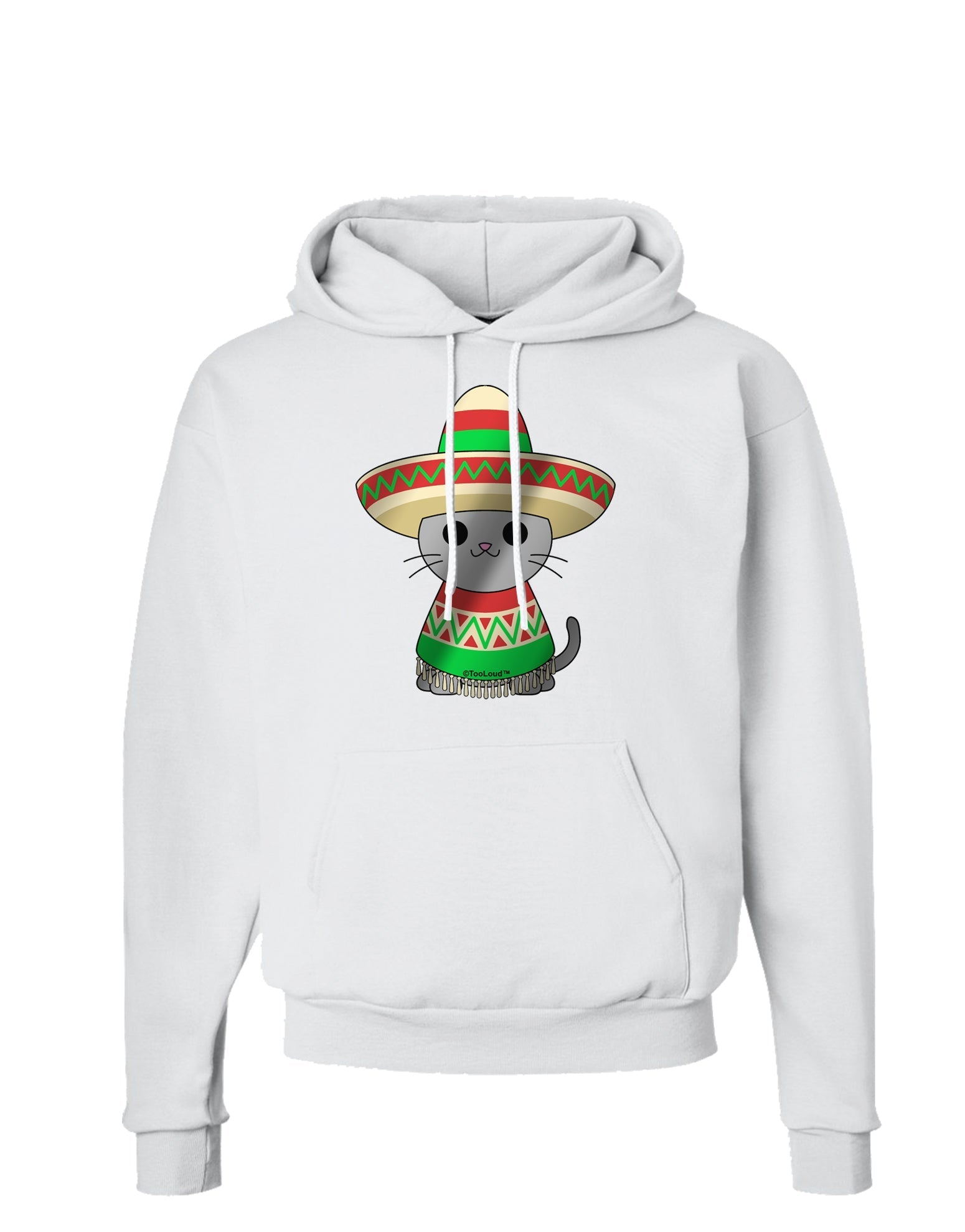 Sombrero and Poncho Cat - Metallic Hoodie Sweatshirt by TooLoud-Hoodie-TooLoud-White-Small-Davson Sales