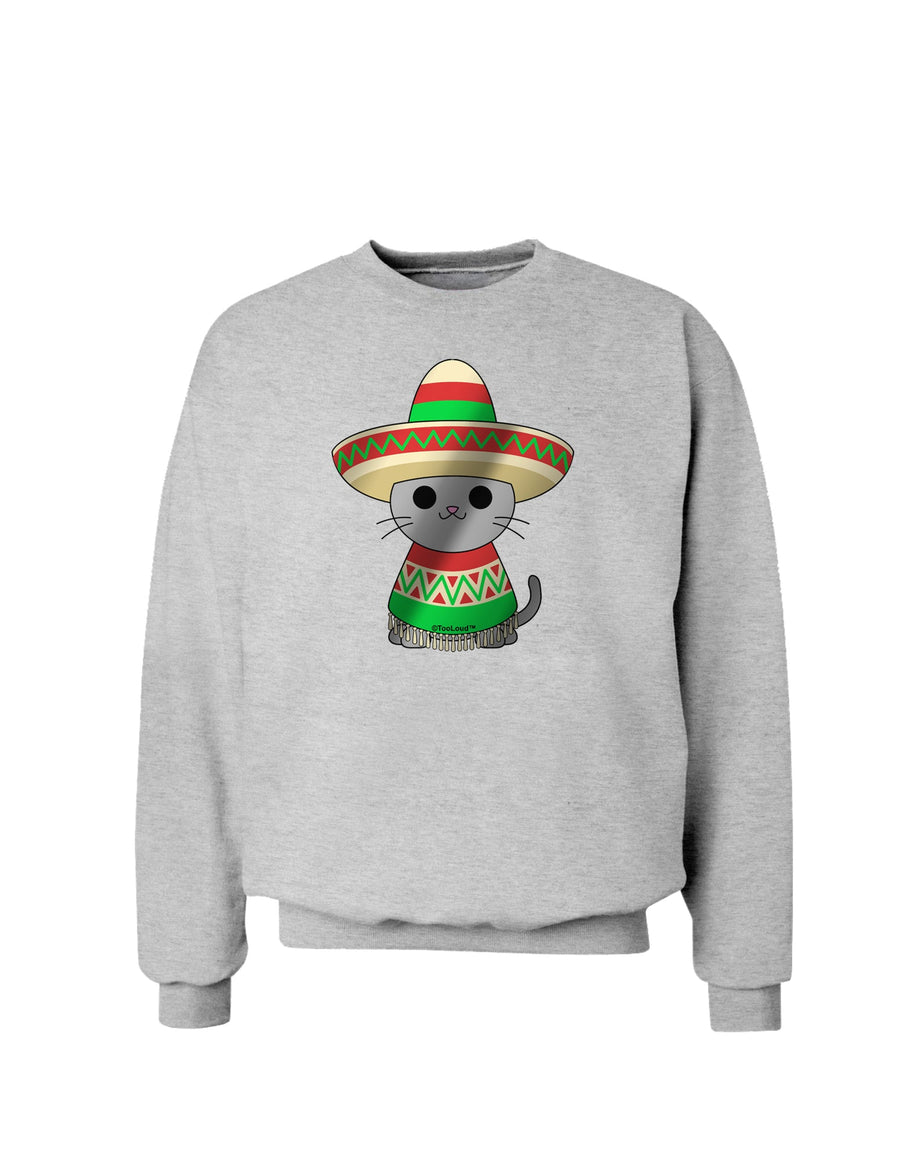 Sombrero and Poncho Cat - Metallic Sweatshirt by TooLoud-Sweatshirts-TooLoud-White-Small-Davson Sales