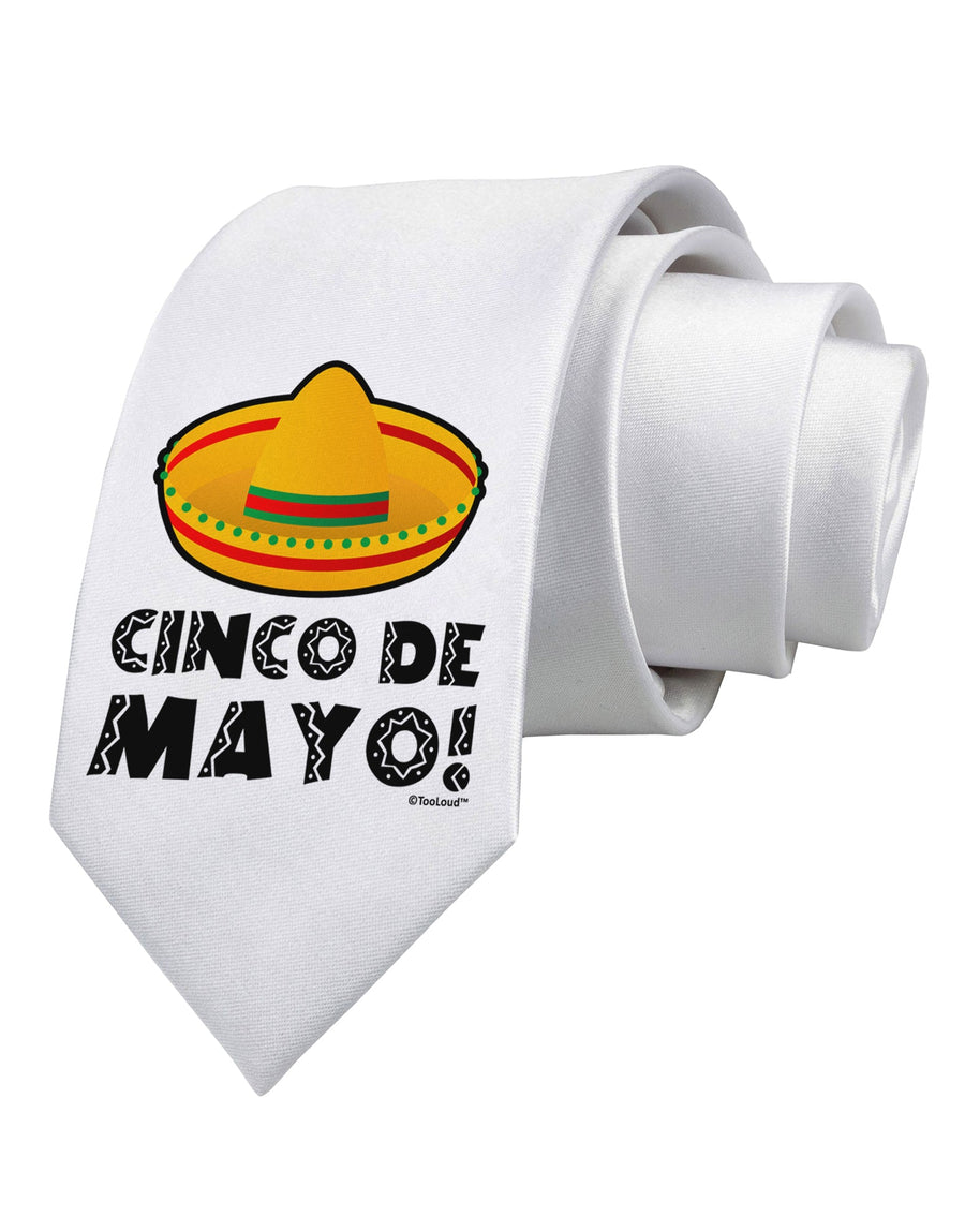 Sombrero Design - Cinco de Mayo Printed White Necktie by TooLoud