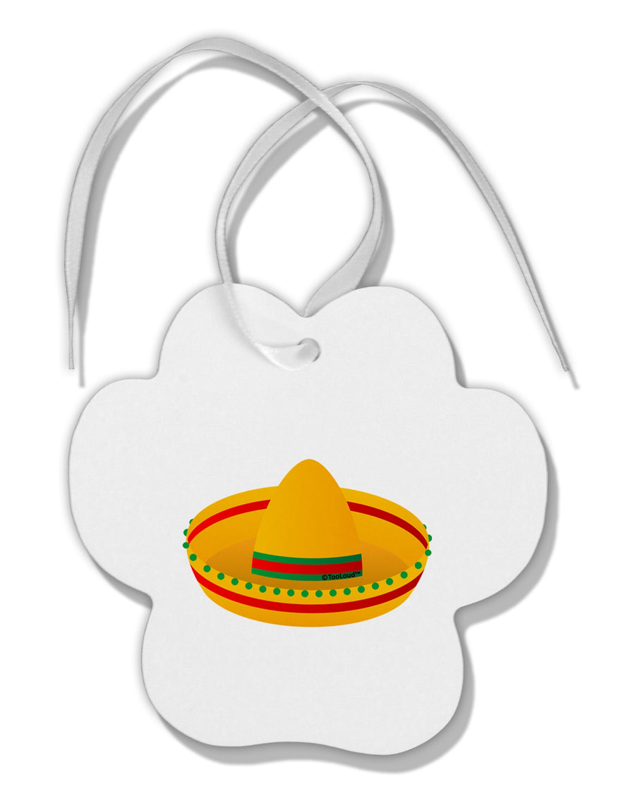 Sombrero Design Paw Print Shaped Ornament by TooLoud-Ornament-TooLoud-White-Davson Sales