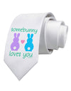 Somebunny Loves You Printed White Necktie by TooLoud