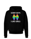 Sorry Boys I Like Girls Lesbian Rainbow Distressed Dark Hoodie Sweatshirt-Hoodie-TooLoud-Black-Small-Davson Sales