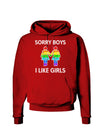 Sorry Boys I Like Girls Lesbian Rainbow Distressed Dark Hoodie Sweatshirt-Hoodie-TooLoud-Red-Small-Davson Sales