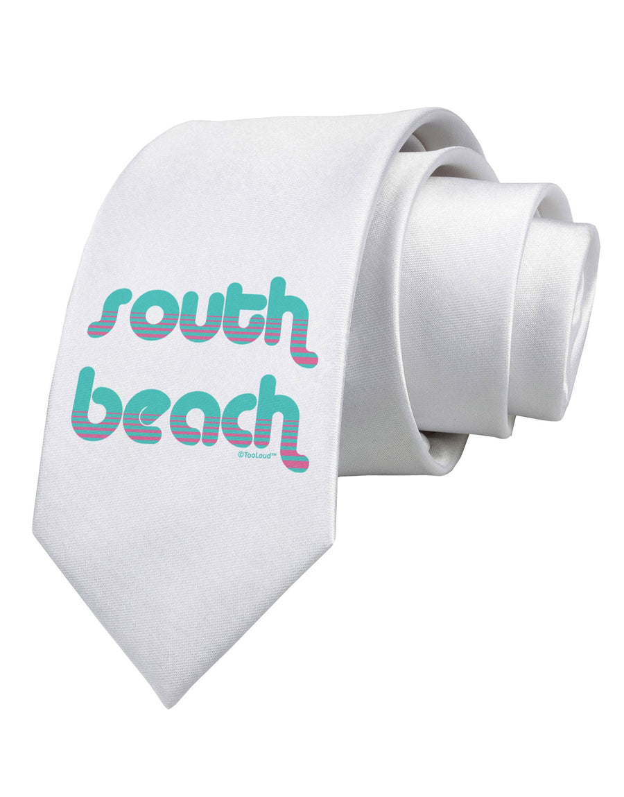 South Beach Color Scheme Design Printed White Necktie by TooLoud