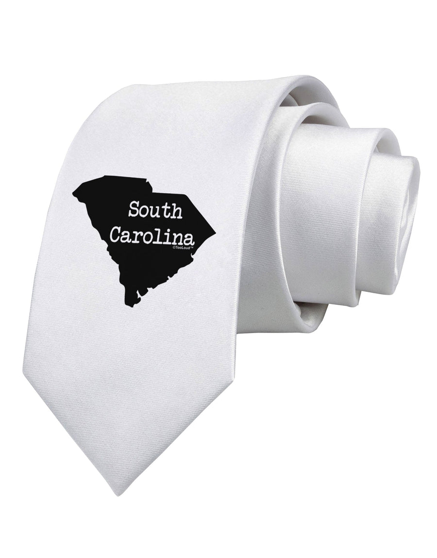 South Carolina - United States Shape Printed White Necktie by TooLoud