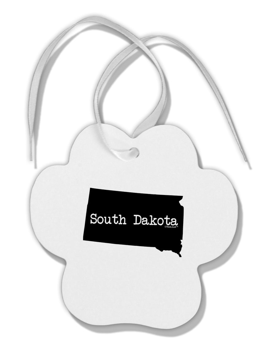 South Dakota - United States Shape Paw Print Shaped Ornament by TooLoud-Ornament-TooLoud-White-Davson Sales