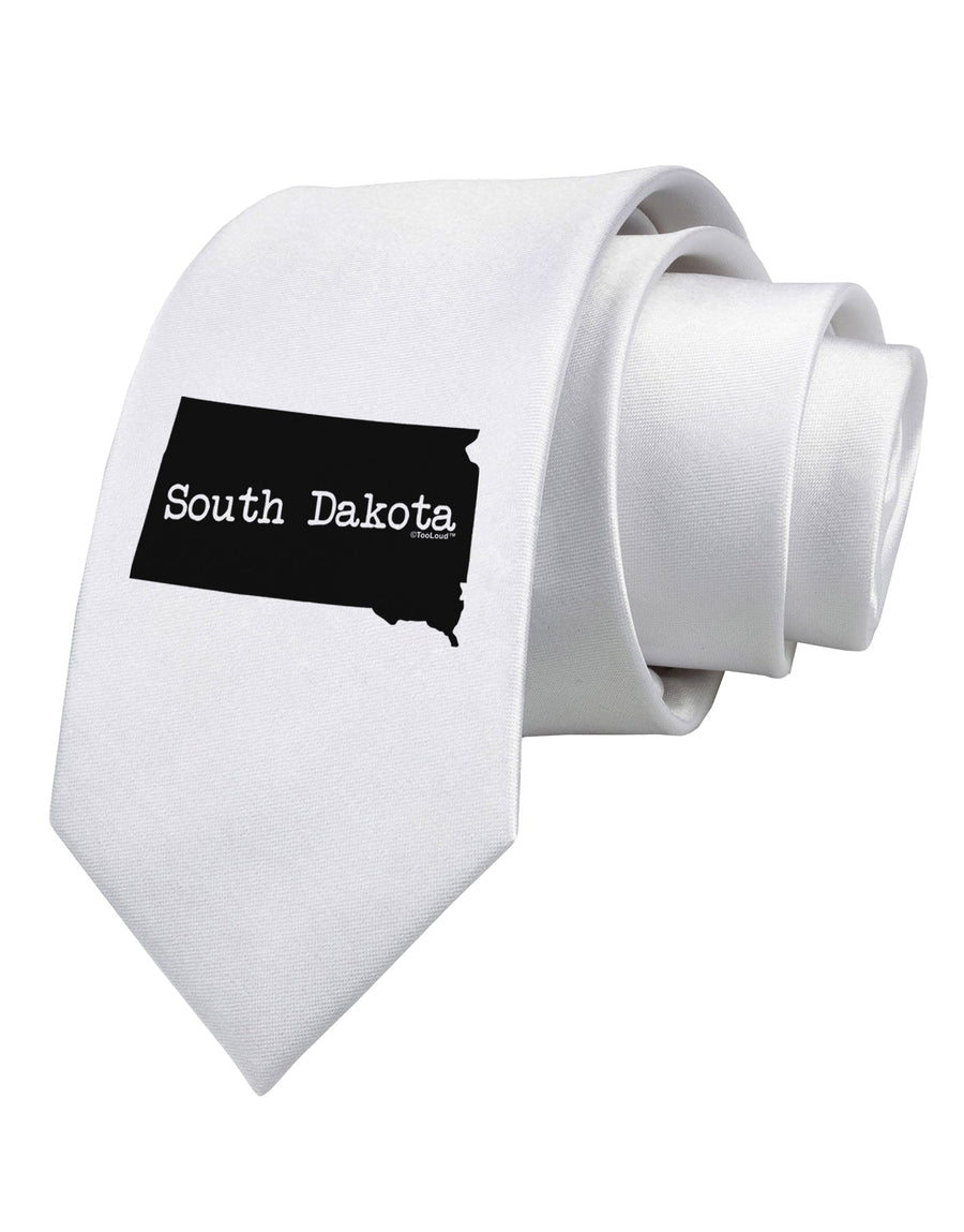 South Dakota - United States Shape Printed White Necktie by TooLoud