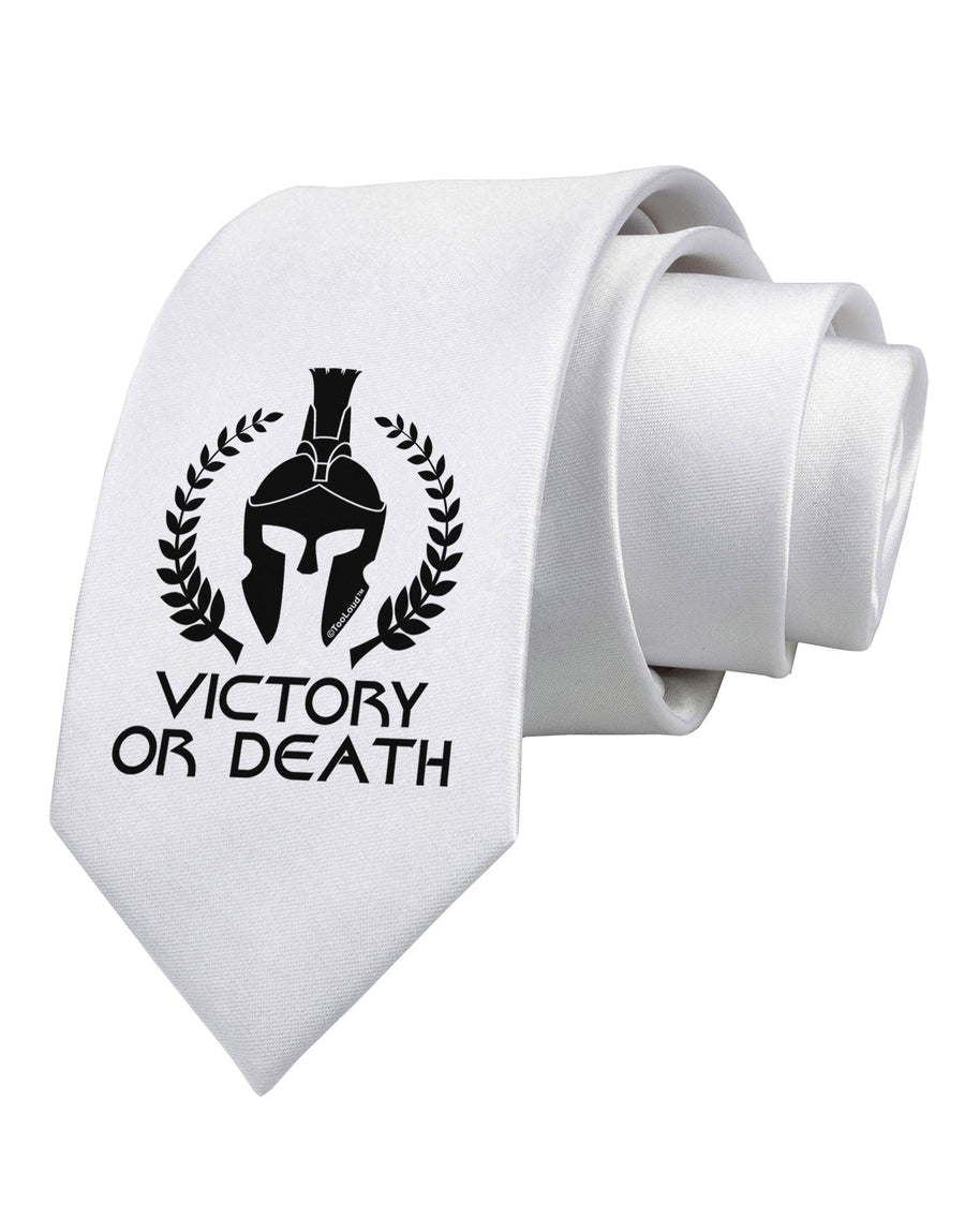 Spartan Victory Or Death Printed White Necktie