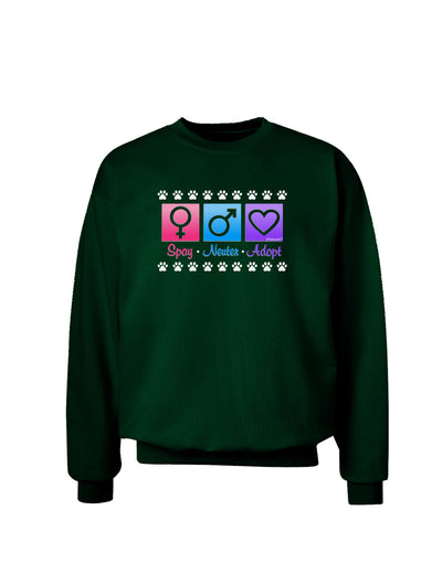 Spay Neuter Adopt Adult Dark Sweatshirt-Sweatshirts-TooLoud-Deep-Forest-Green-Small-Davson Sales