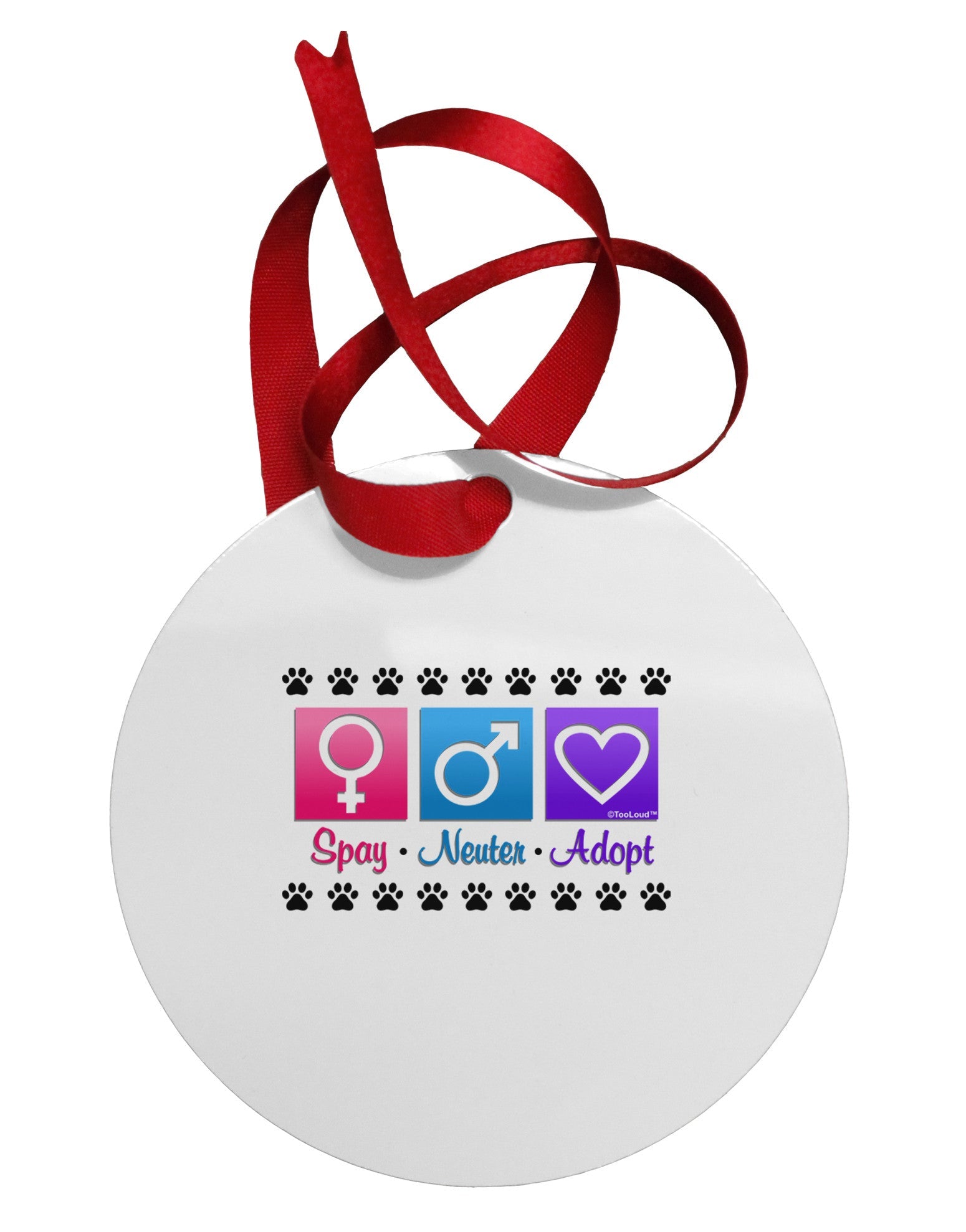 Spay Neuter Adopt Circular Metal Ornament-Ornament-TooLoud-White-Davson Sales