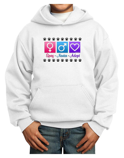 Spay Neuter Adopt Youth Hoodie Pullover Sweatshirt-Youth Hoodie-TooLoud-White-XS-Davson Sales