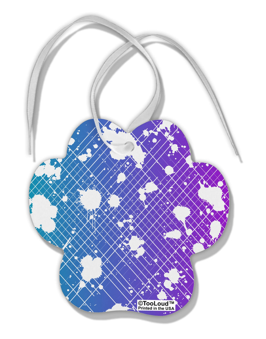 Splatter AOP - Blue Purple Paw Print Shaped Ornament All Over Print-Ornament-TooLoud-White-Davson Sales