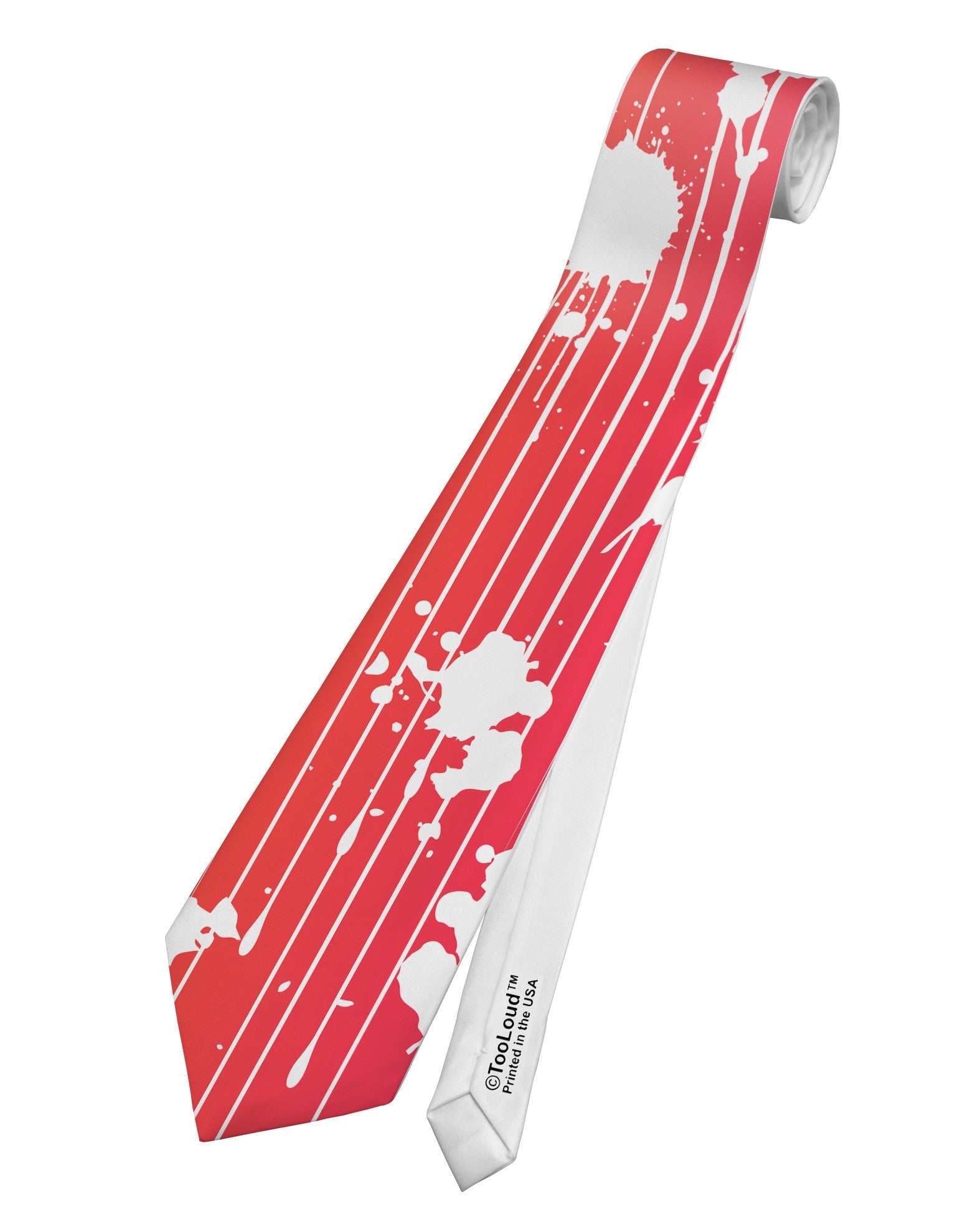 Splatter AOP - Orange Pink Printed White Necktie All Over Print
