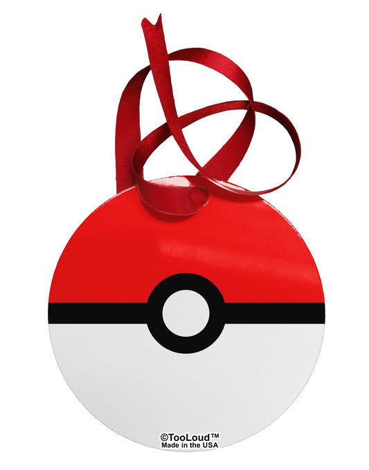 Sporty Red and White Circle Circular Metal Ornament All Over Print-Ornament-TooLoud-White-Davson Sales
