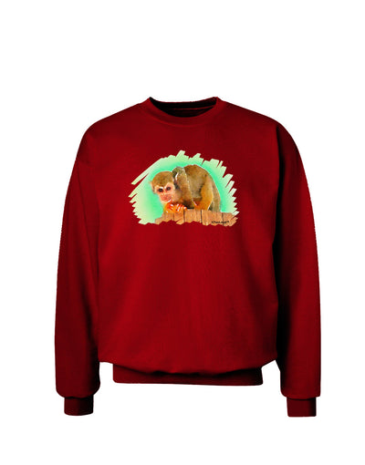 Squirrel Monkey Watercolor Adult Dark Sweatshirt-Sweatshirts-TooLoud-Deep-Red-Small-Davson Sales