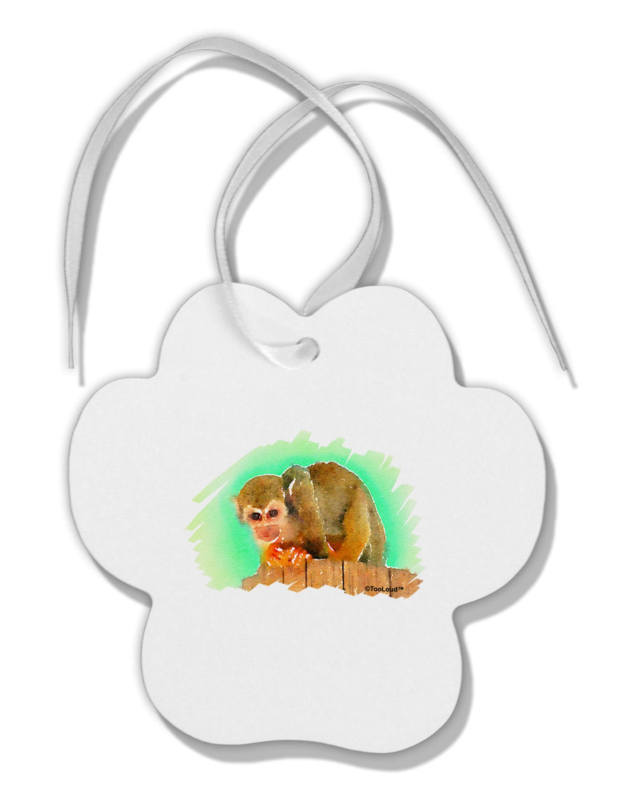 Squirrel Monkey Watercolor Paw Print Shaped Ornament-Ornament-TooLoud-White-Davson Sales