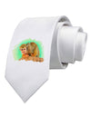 Squirrel Monkey Watercolor Printed White Necktie