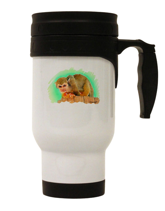 Squirrel Monkey Watercolor Stainless Steel 14oz Travel Mug-Travel Mugs-TooLoud-White-Davson Sales