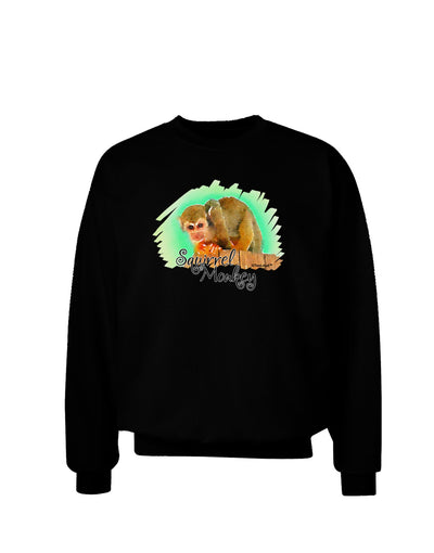 Squirrel Monkey Watercolor Text Adult Dark Sweatshirt-Sweatshirts-TooLoud-Black-Small-Davson Sales