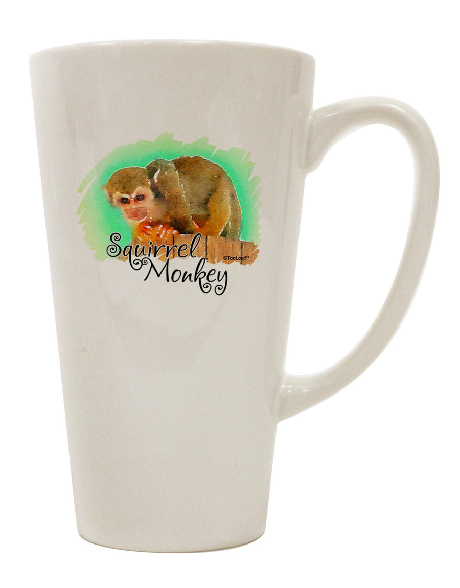 Squirrel Monkey Watercolor Text Conical Latte Coffee Mug - Expertly Crafted Drinkware-Conical Latte Mug-TooLoud-White-Davson Sales