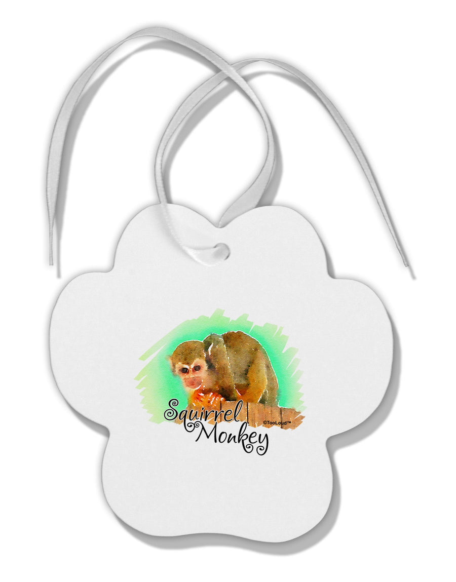 Squirrel Monkey Watercolor Text Paw Print Shaped Ornament-Ornament-TooLoud-White-Davson Sales