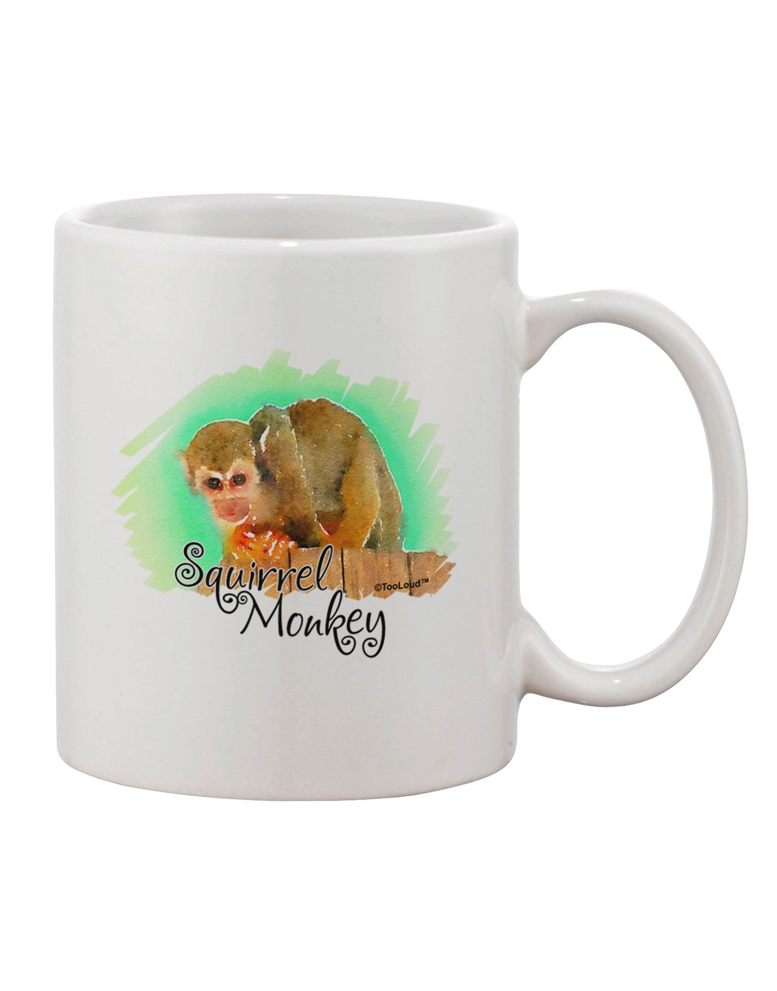 Squirrel Monkey Watercolor Text Printed 11 oz Coffee Mug - Expertly Crafted Drinkware-11 OZ Coffee Mug-TooLoud-White-Davson Sales
