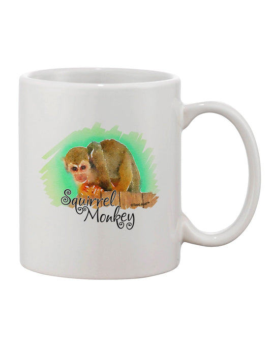 Squirrel Monkey Watercolor Text Printed 11 oz Coffee Mug - Expertly Crafted Drinkware-11 OZ Coffee Mug-TooLoud-White-Davson Sales