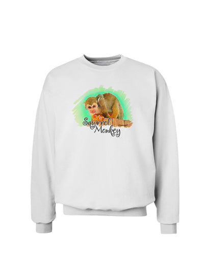 Squirrel Monkey Watercolor Text Sweatshirt-Sweatshirts-TooLoud-White-Small-Davson Sales