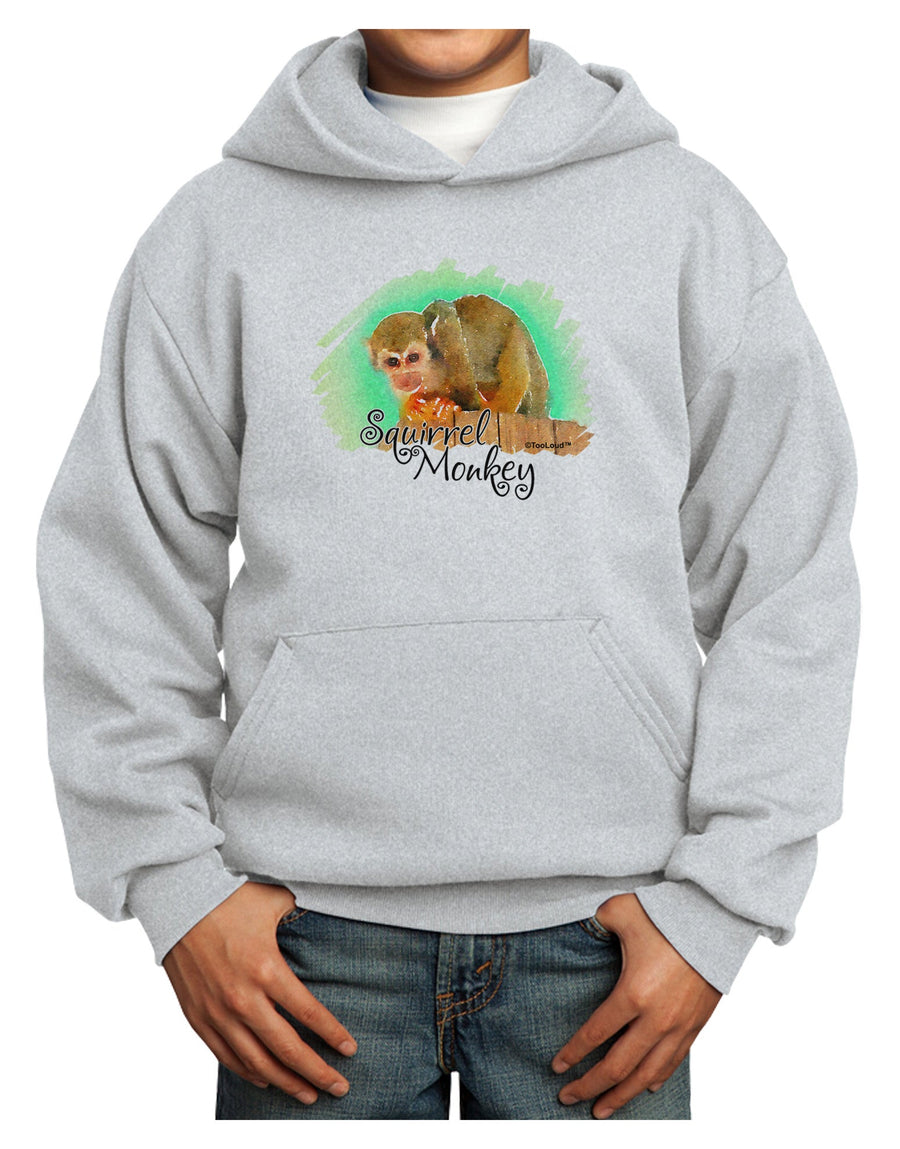 Squirrel Monkey Watercolor Text Youth Hoodie Pullover Sweatshirt-Youth Hoodie-TooLoud-White-XS-Davson Sales