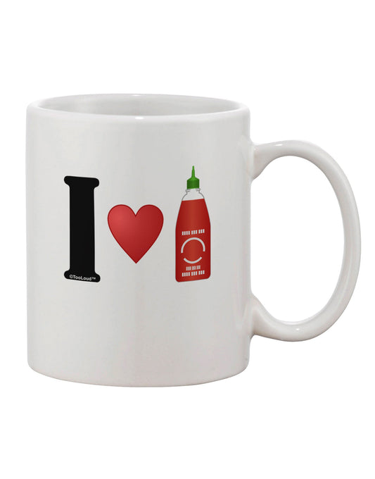 Sriracha Lover's Delight: Exquisite 11 oz Coffee Mug with I Heart Sriracha Design - TooLoud-11 OZ Coffee Mug-TooLoud-White-Davson Sales
