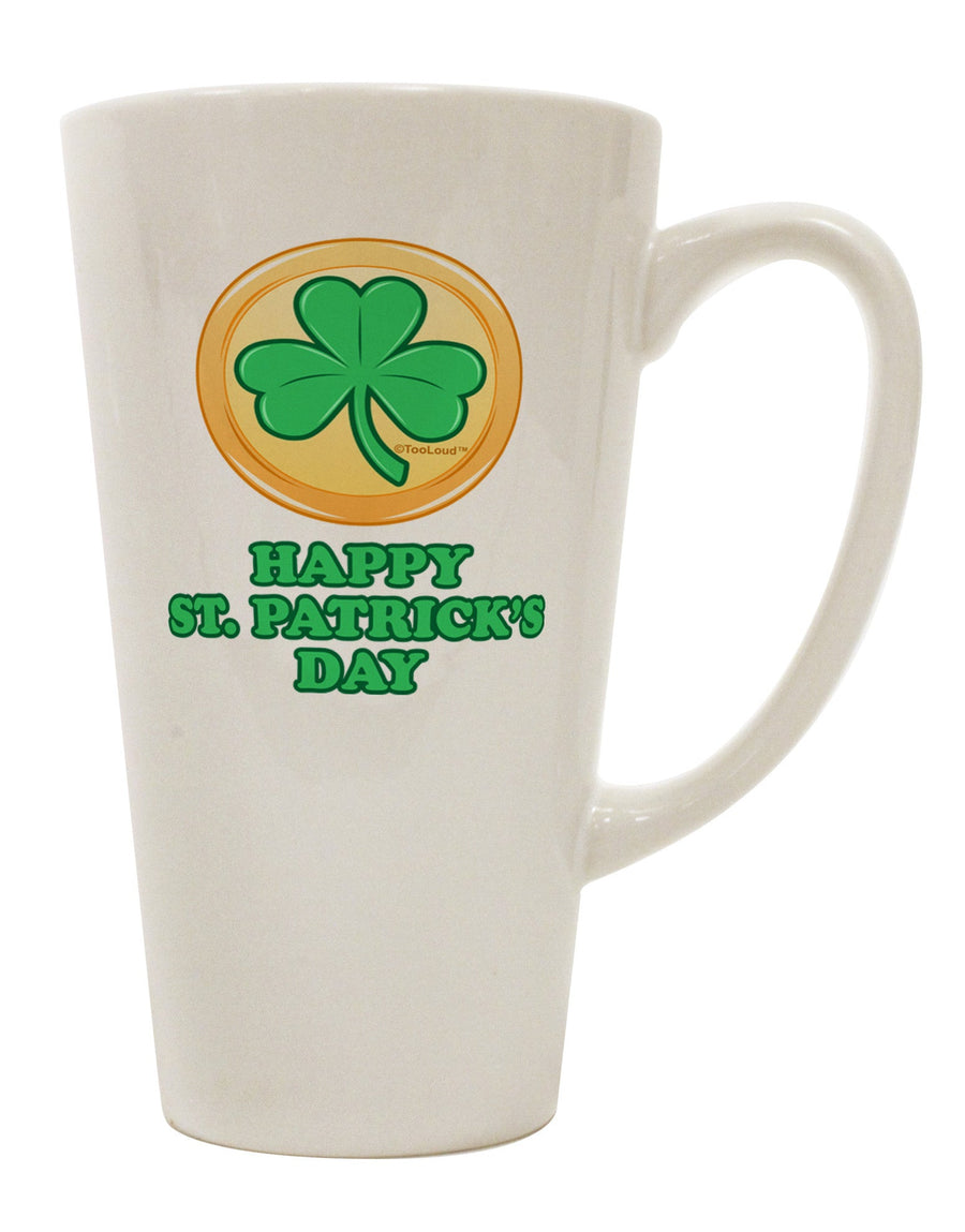 St Patrick's Day 16 Ounce Conical Latte Coffee Mug - Expertly Crafted for Shamrock Enthusiasts by TooLoud-Conical Latte Mug-TooLoud-White-Davson Sales
