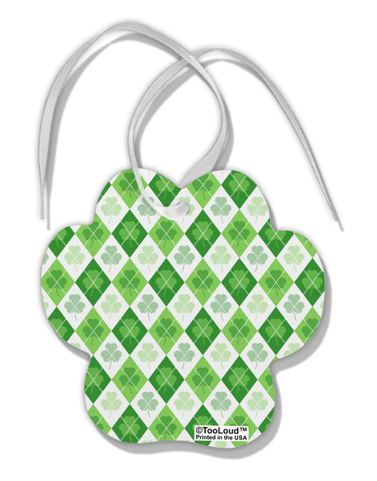 St Patrick's Day Green Shamrock Argyle Paw Print Shaped Ornament All Over Print-Ornament-TooLoud-White-Davson Sales