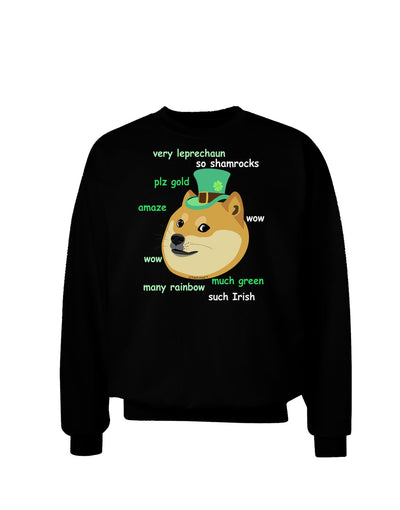 St Patricks Day Leprechaun Doge Adult Dark Sweatshirt-Sweatshirts-TooLoud-Black-Small-Davson Sales