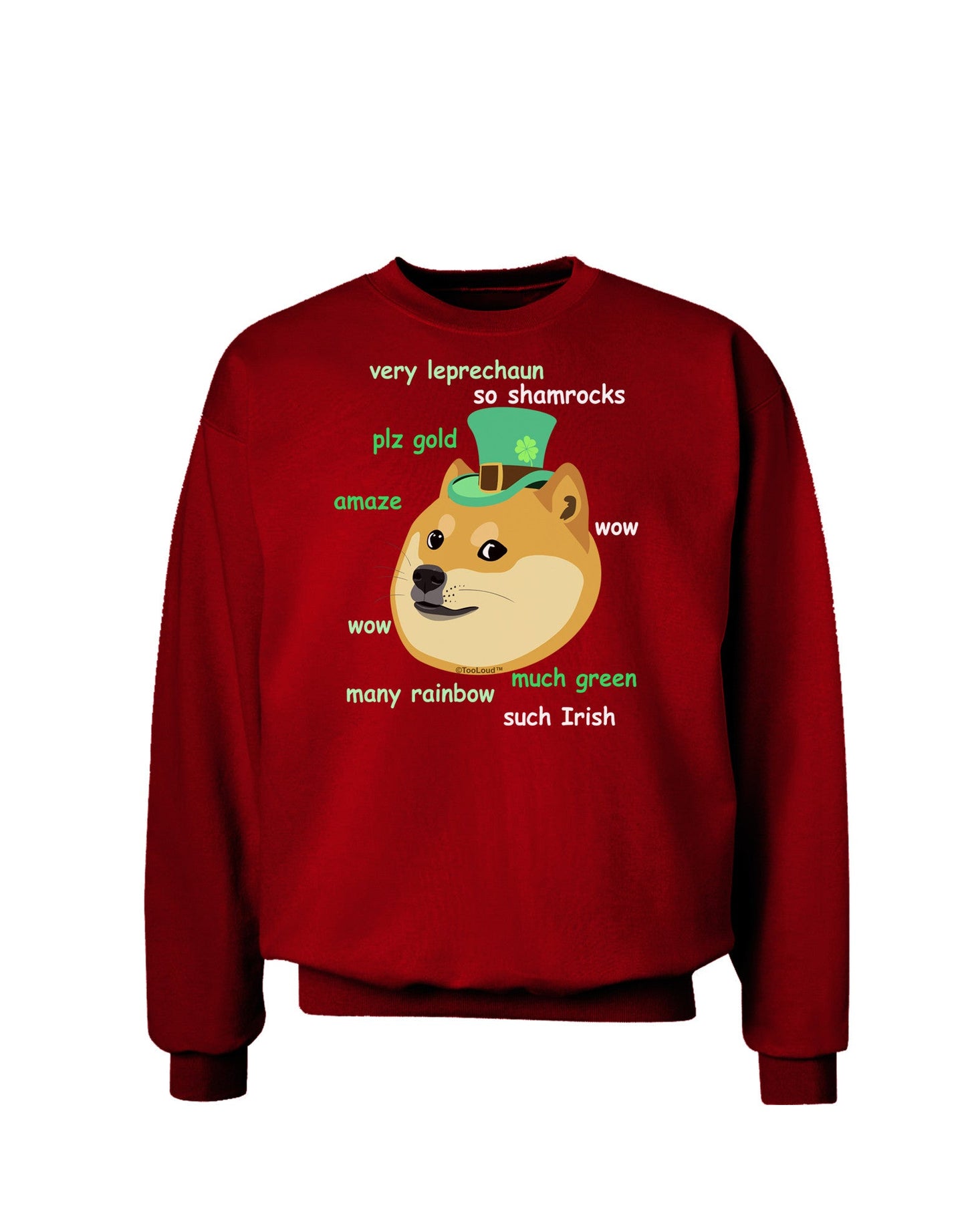 St Patricks Day Leprechaun Doge Adult Dark Sweatshirt-Sweatshirts-TooLoud-Deep-Red-Small-Davson Sales