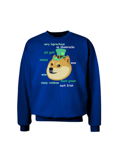 St Patricks Day Leprechaun Doge Adult Dark Sweatshirt-Sweatshirts-TooLoud-Deep-Royal-Blue-Small-Davson Sales