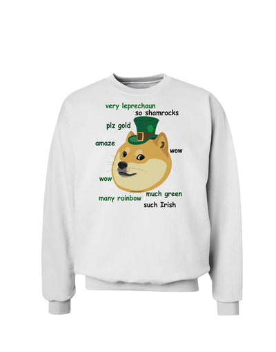 St Patricks Day Leprechaun Doge Sweatshirt-Sweatshirts-TooLoud-White-Small-Davson Sales