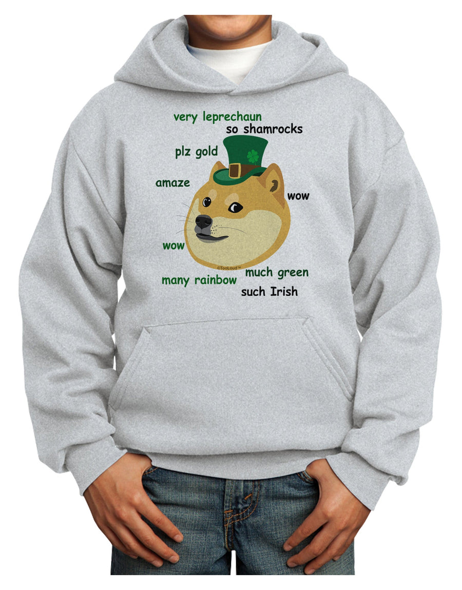 St Patricks Day Leprechaun Doge Youth Hoodie Pullover Sweatshirt-Youth Hoodie-TooLoud-White-XS-Davson Sales