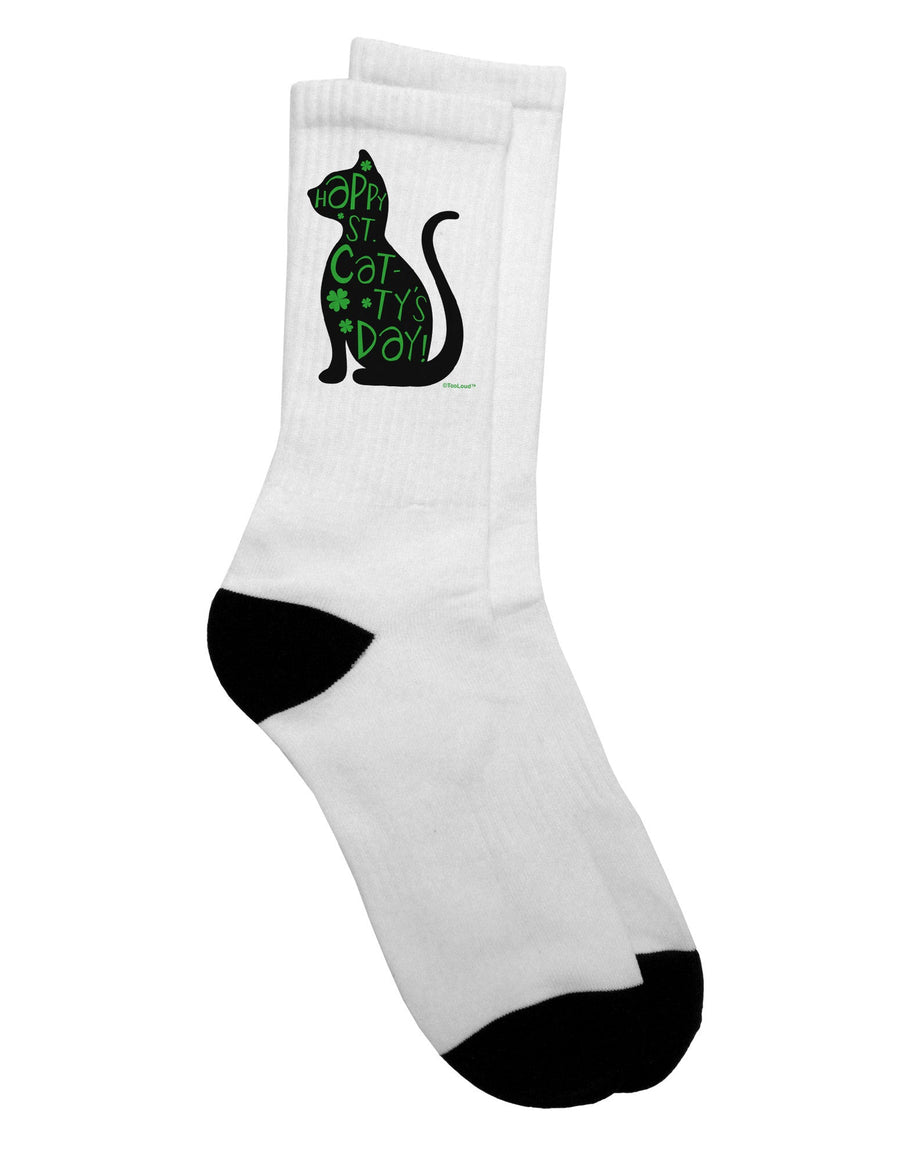 St. Patrick's Day Cat Adult Crew Socks - Celebrate St. Catty's Day with Style by TooLoud-Socks-TooLoud-White-Ladies-4-6-Davson Sales