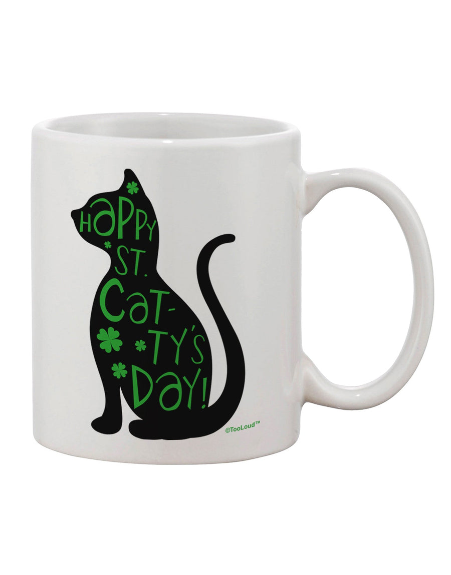 St. Patrick's Day Cat Printed 11 oz Coffee Mug - Expertly Crafted for Happy St. Catty's Day by TooLoud-11 OZ Coffee Mug-TooLoud-White-Davson Sales