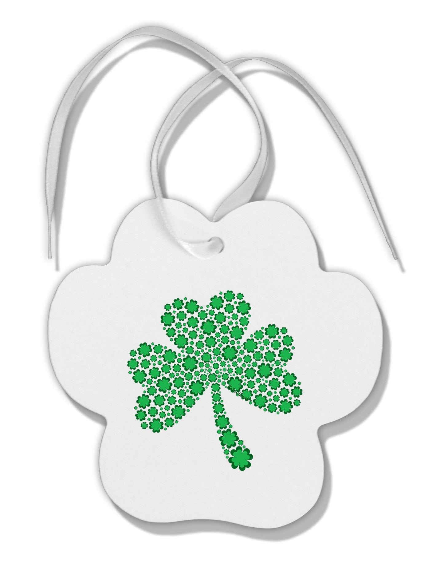 St. Patrick's Day Shamrock Design - Shamrocks Paw Print Shaped Ornament by TooLoud-Ornament-TooLoud-White-Davson Sales