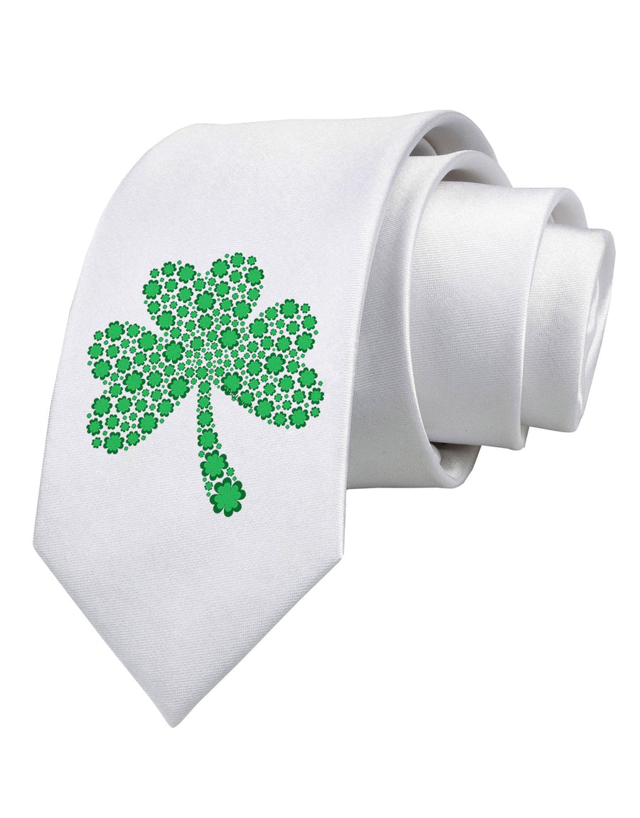 St. Patrick's Day Shamrock Design - Shamrocks Printed White Necktie by TooLoud