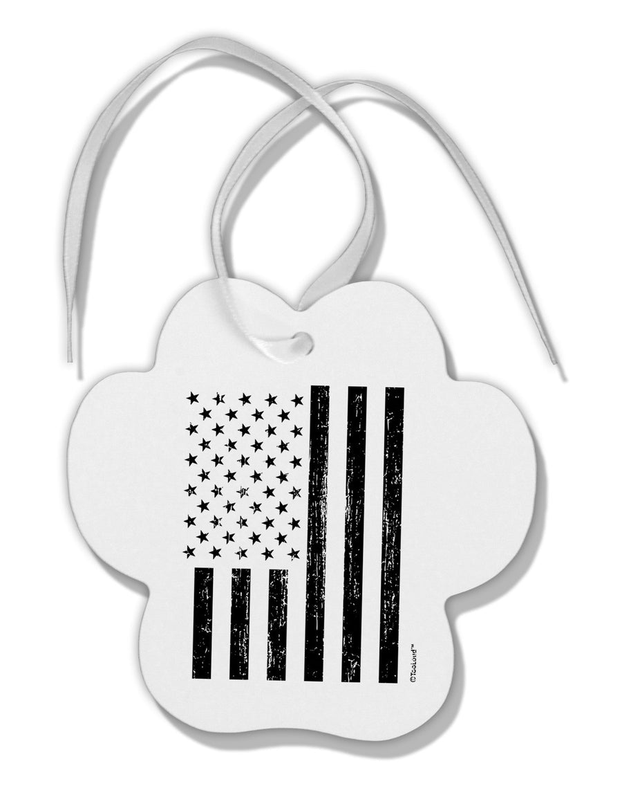 Stamp Style American Flag - Distressed Paw Print Shaped Ornament by TooLoud-Ornament-TooLoud-White-Davson Sales