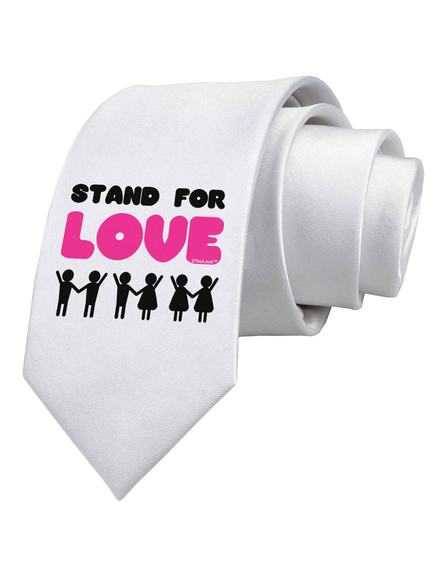 Stand For Love Pink Printed White Necktie