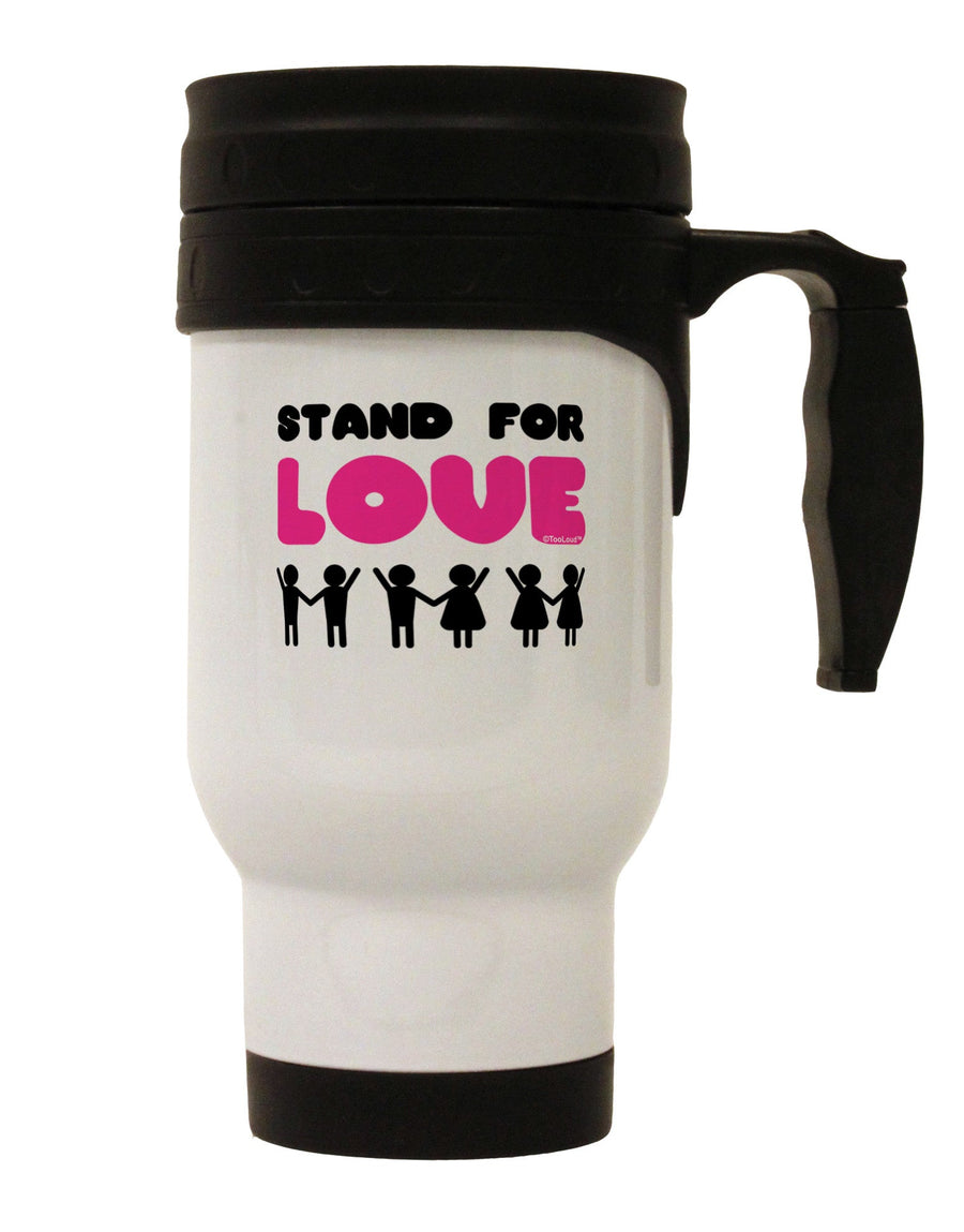 Stand For Love Pink Stainless Steel 14oz Travel Mug-Travel Mugs-TooLoud-White-Davson Sales