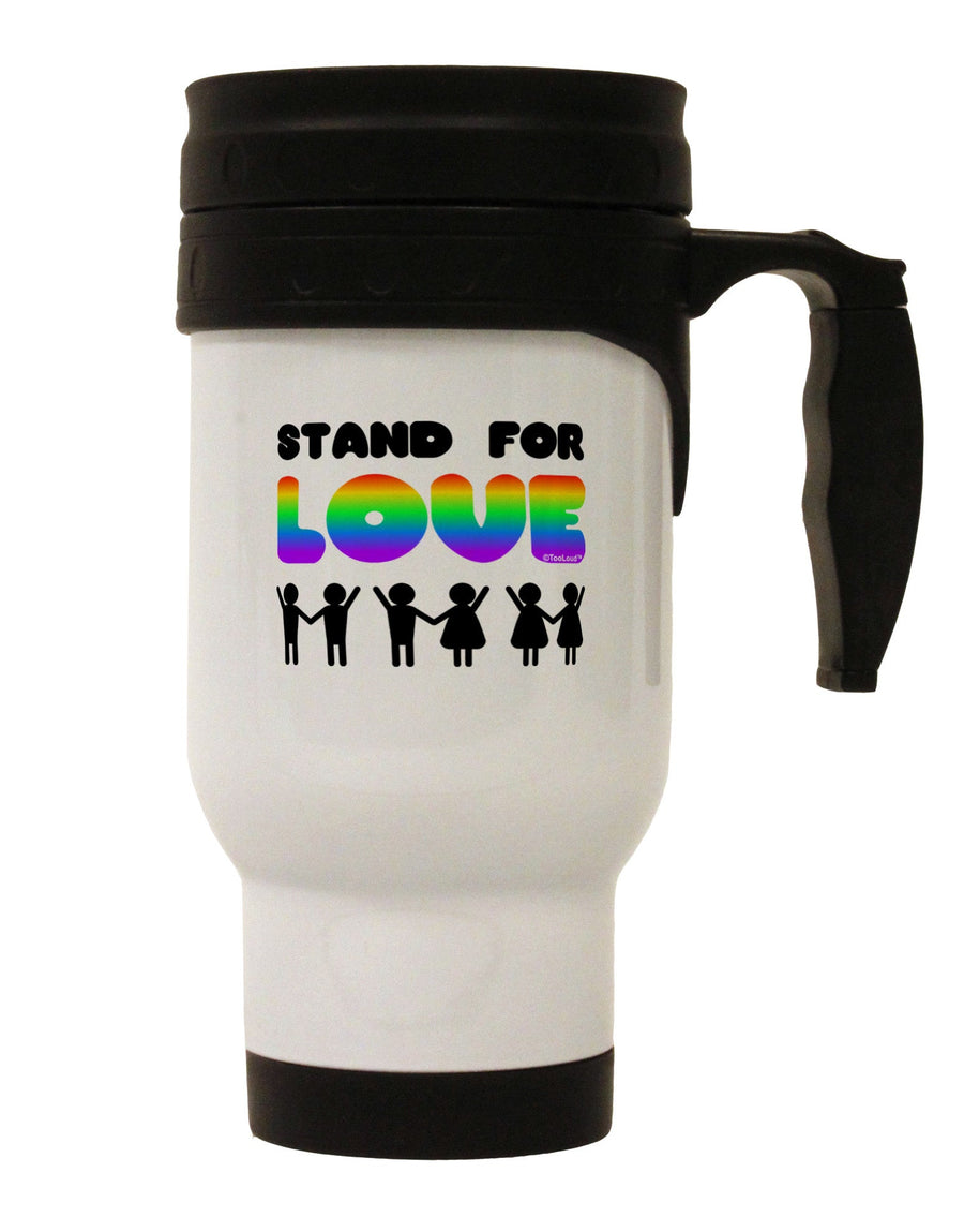 Stand For Love Rainbow Stainless Steel 14oz Travel Mug-Travel Mugs-TooLoud-White-Davson Sales