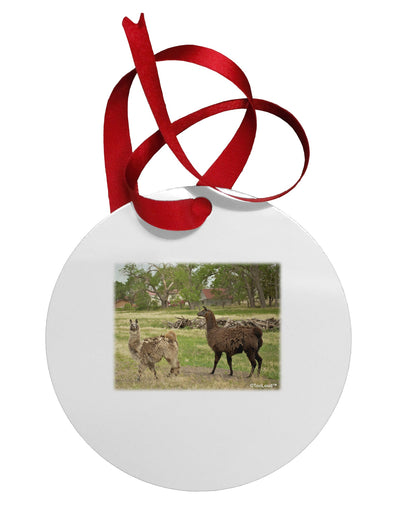 Standing Llamas Circular Metal Ornament by TooLoud-Ornament-TooLoud-White-Davson Sales