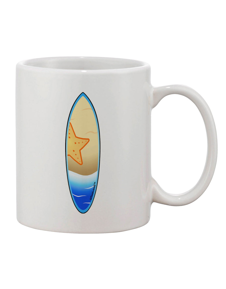 Starfish Surfboard Printed 11 oz Coffee Mug - Expertly Crafted Drinkware by TooLoud-11 OZ Coffee Mug-TooLoud-White-Davson Sales