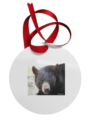 Staring Black Bear Circular Metal Ornament-Ornament-TooLoud-White-Davson Sales